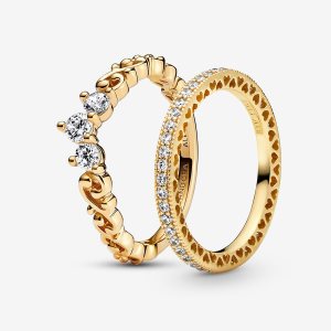 Zestawy Pierścieni Pandora Regal Golden Tiara Kolorowe | US0789326