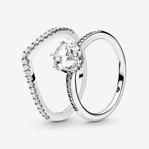 Zestawy Pierścieni Pandora Shimmering Wishbone Stacking Kolorowe | DL9408576