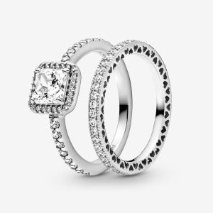 Zestawy Pierścieni Pandora True Elegance Square Kolorowe | PA4062795