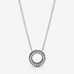 Łańcuch Pandora Logo Pave Circle Collier Srebrne | BQ4193627