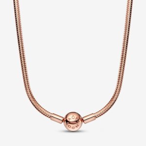 Łańcuch Pandora Moments Snake Różowe Złote | YB4016239